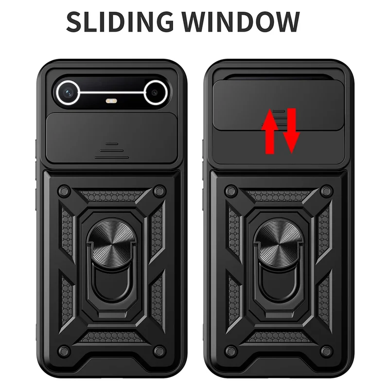 Slide Camera Cover for Tecno Spark Slim 4G Pova Slim 5G Case Ring Kickstand Holder Full Protective Shockproof Phone Capa Funda