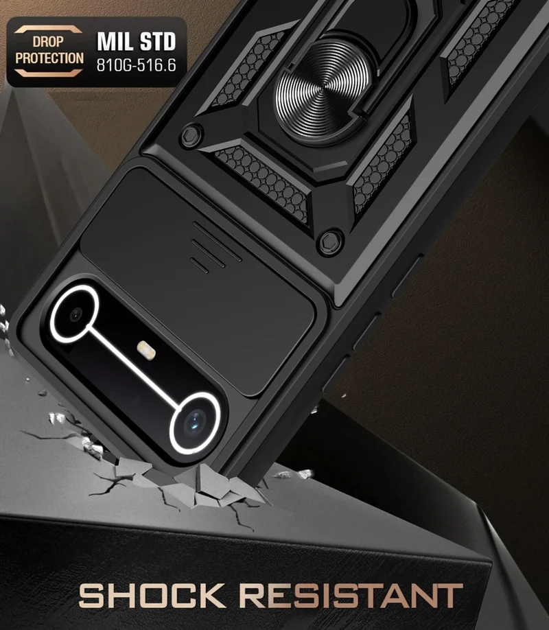 Slide Camera Cover for Tecno Spark Slim 4G Pova Slim 5G Case Ring Kickstand Holder Full Protective Shockproof Phone Capa Funda