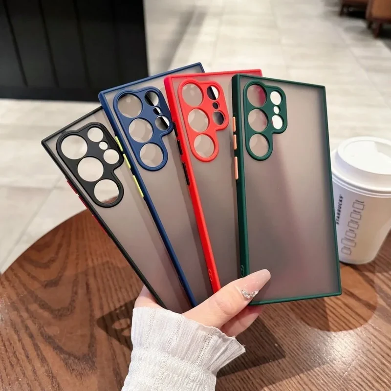 Shockproof Matte Transparent Case For Samsung Galaxy S24 S23 S22 S21 S20 S25 S26 Ultra Note 20 10 A52 A71 A53 A34 S25 5G Cover