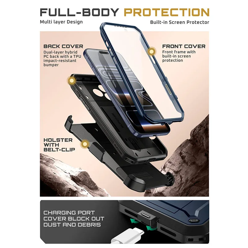 SUPCASE For iPhone 17 Pro Max Case 6.9" (2025) UB Pro Full-Body Heavy Duty Rugged Phone Case with Built-in Screen Protector