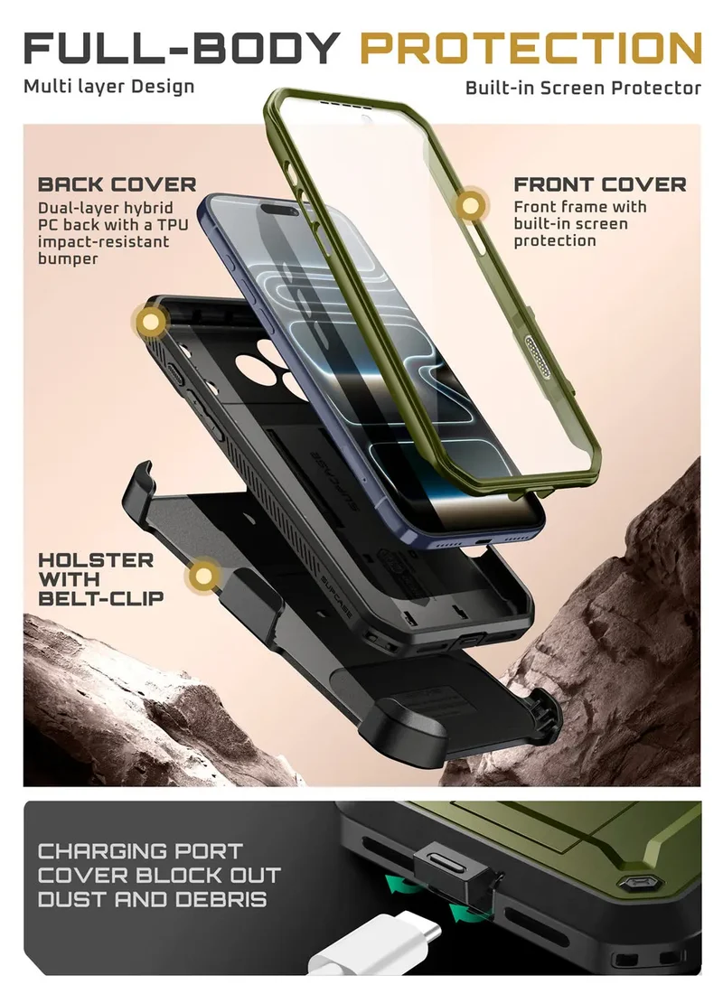 SUPCASE For iPhone 17 Pro Max Case 6.9" (2025) UB Pro Full-Body Heavy Duty Rugged Phone Case with Built-in Screen Protector