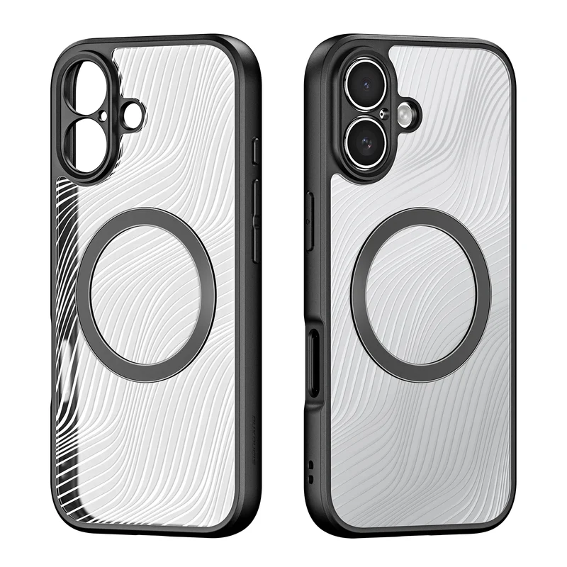 DUX DUCIS Magnetic Phone Case for iPhone 17 Pro Max & iPhone 17 Air Back Stand Cover with Transparent Flowing Lines Design