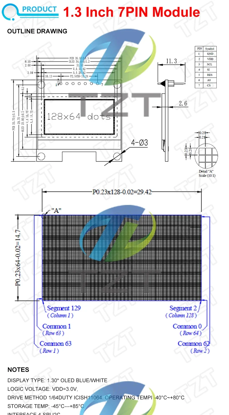 1.3 inch OLED module SPI/IIC I2C Communicate white/blue color 128X64 1.3 inch OLED LCD LED Display Module 1.3" OLED Module