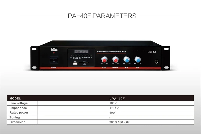 QQCHINAPA 40W PA System Home Theatre Power Amplifier With Blue Tooth,FM Radio for Passive Speakers
