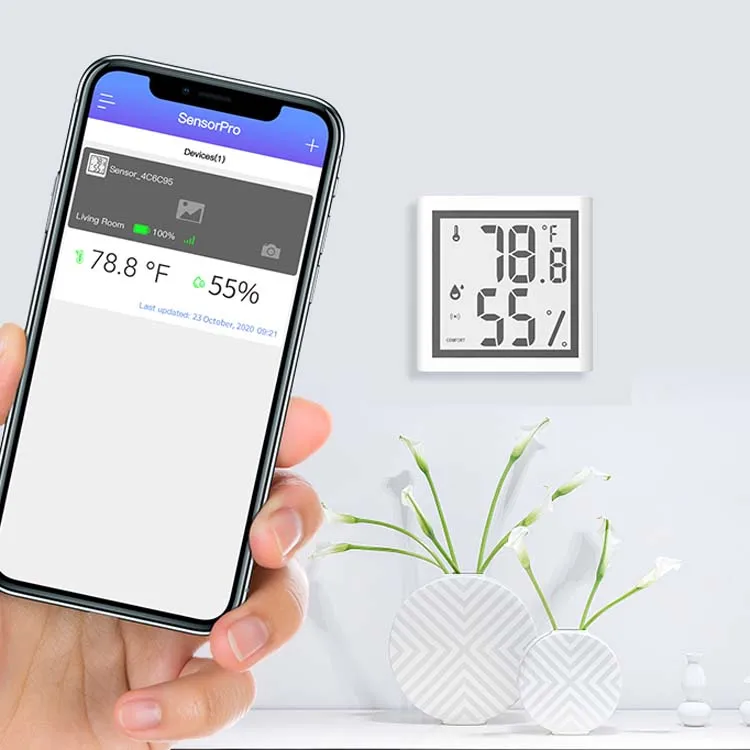 White Fridge Thermometer Sensor Blue Tooth 5.0 Digital Temperature Humidity Sensor Hydrometer
