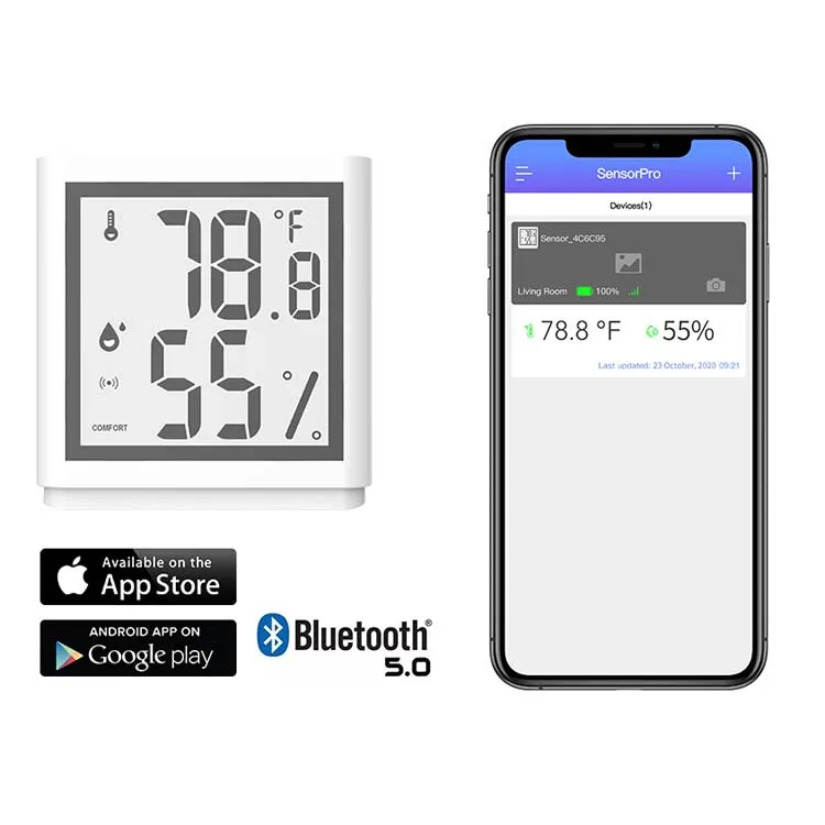 White Fridge Thermometer Sensor Blue Tooth 5.0 Digital Temperature Humidity Sensor Hydrometer