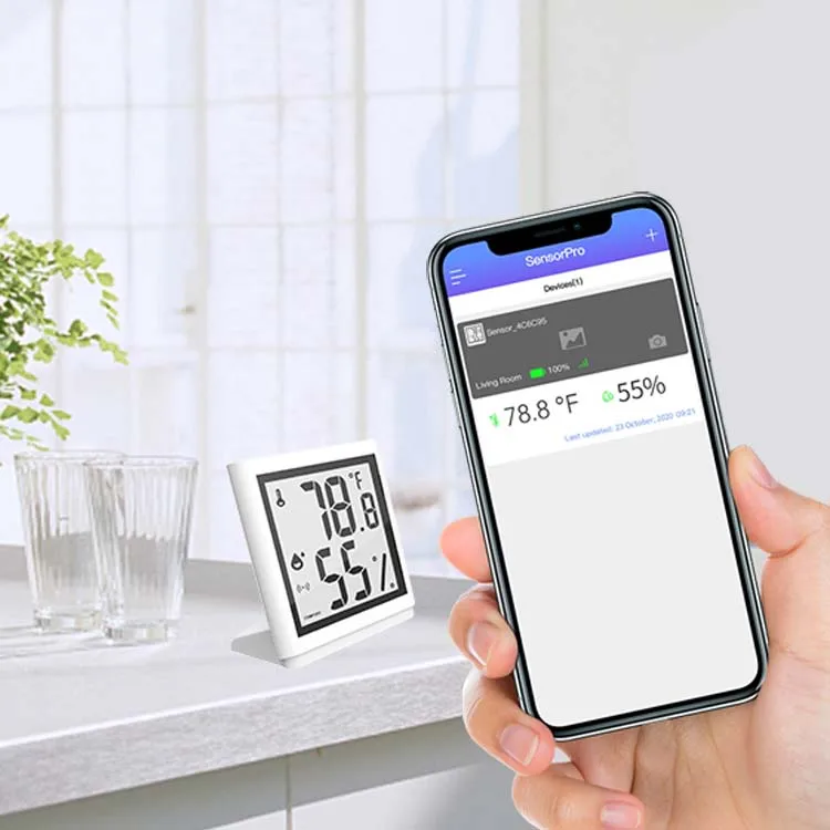 White Fridge Thermometer Sensor Blue Tooth 5.0 Digital Temperature Humidity Sensor Hydrometer