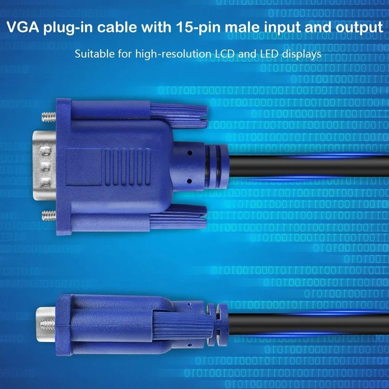 HD15 Male Male VGA Monitor Cable TV Computer Projector PVC Jacket Braid 5mm Stock Availability Home Theater DVD Player Audio