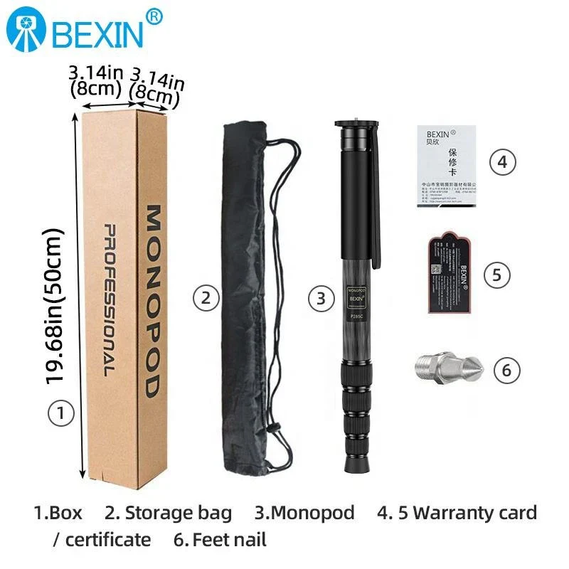 BEXIN Wholesale Professional Flexible Lightweight Portable Camera Carbon Fiber Monopod for Dslr Camera Photography