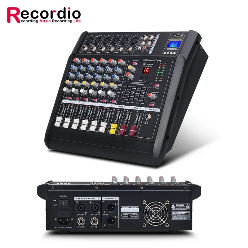 GAX-602W Professional Dj Audio Mixer Amplifier Mixer Wireless Microphone for Family Party Stage KTV