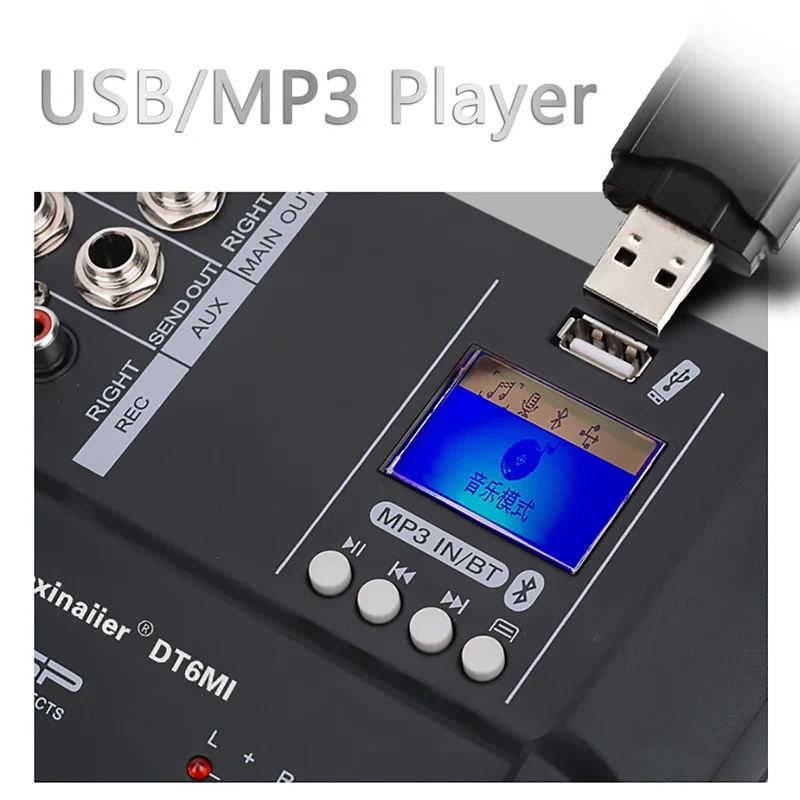 GAX-602W Professional Dj Audio Mixer Amplifier Mixer Wireless Microphone for Family Party Stage KTV