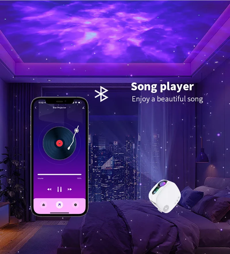 Yinzam AI Voice Control Music Ocean Aurora Starry Ocean Projector, LED Laser Night Light With Smartphone APP WiFi Alexa Control