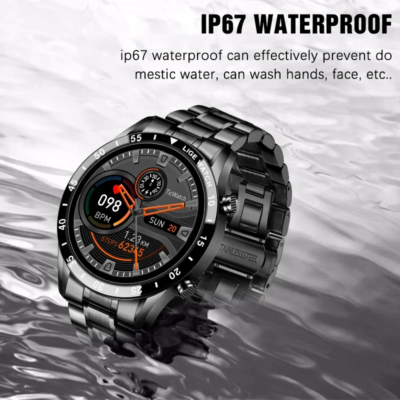 LIGE BW0189 Rugged Steel Men's Smartwatch Answer Dial Call Fitness Tracker Wearable DevicesWaterproof Smart Bracelet for Sports
