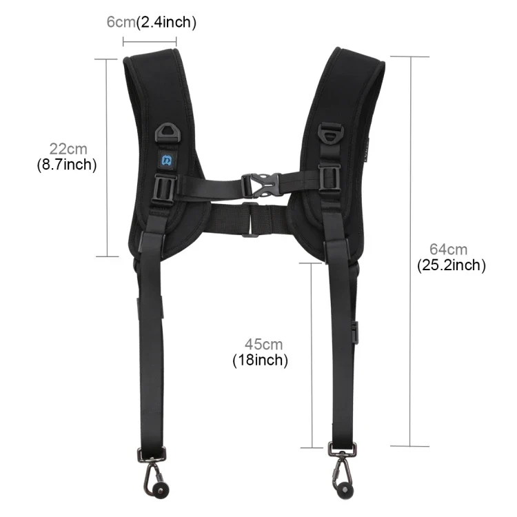 Factory Sell PULUZ Quick Release Double Shoulder Harness Soft Pad Decompression Foam Strap Belt for DSLR Digital Cameras