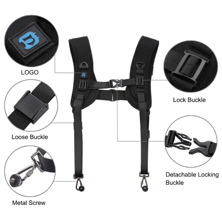Factory Sell PULUZ Quick Release Double Shoulder Harness Soft Pad Decompression Foam Strap Belt for DSLR Digital Cameras