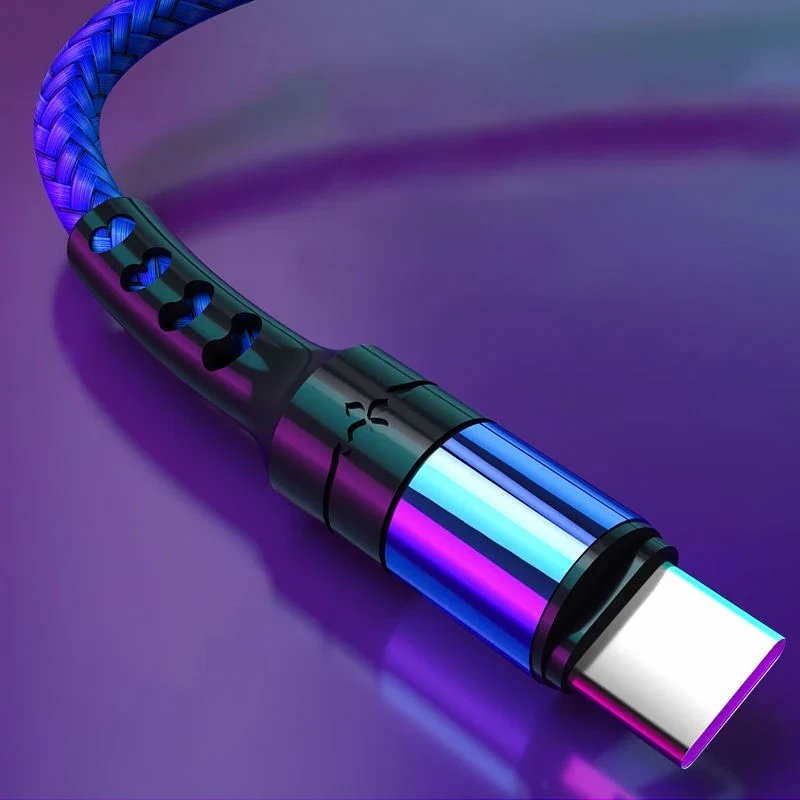 High Quality Universal 1m 2m 3m 3A Nylon Fast Charging USB Data Cable for iPhone Computer Barcode Scanner