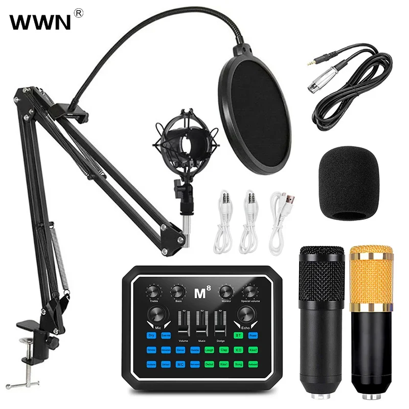2025 New Product M8 Sound Card BM800 Usb Studio Condenser Microphone Cantilever Bracket Set