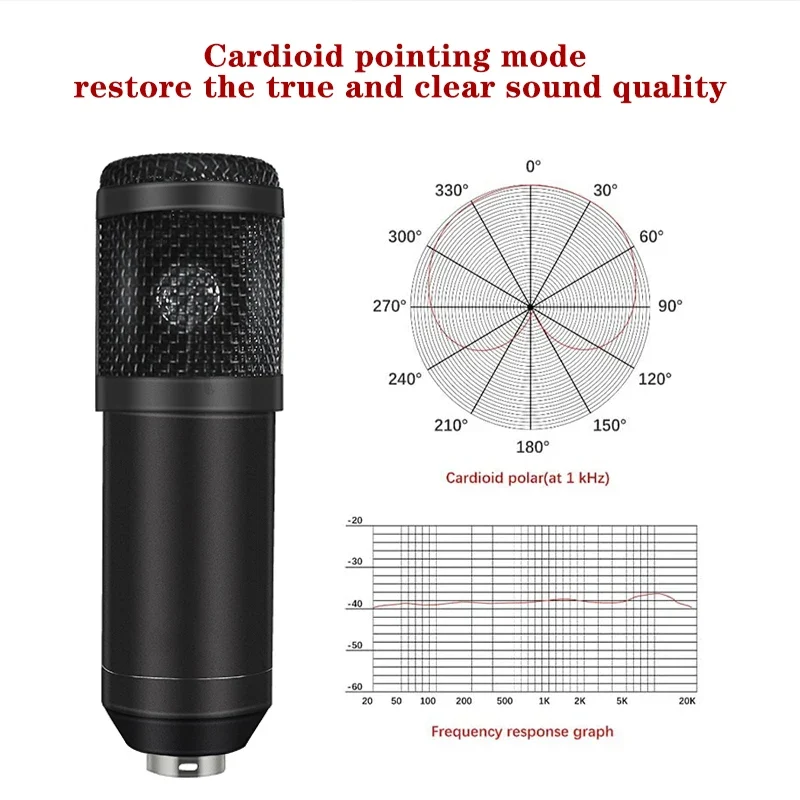 Professional Multifunction Condenser Microphone V8S Sound Card Audio Recording BM800 Cantilever Bracket Set