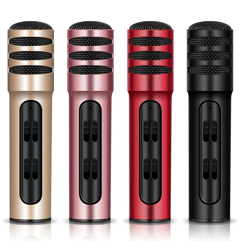FREE Sample Professional BGN-C7 Dual Mobile Phone Karaoke Live Singing Microphone Built-in Sound Card Condenser Microphones