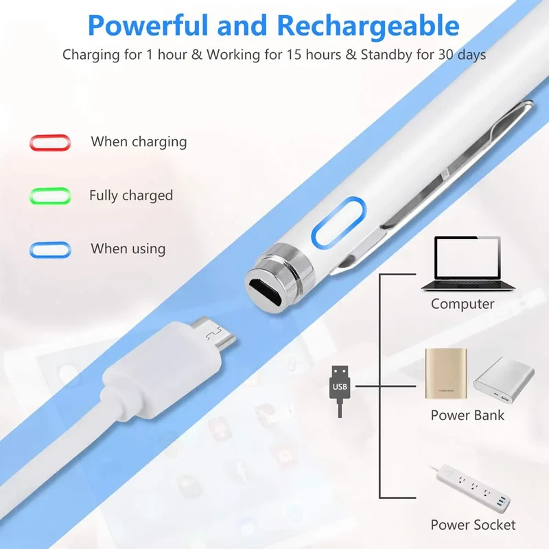 2 in 1 Functional Smart Universal Pen Smooth Writing Touch Screen Pen for Tablet Mobile Phone iPad