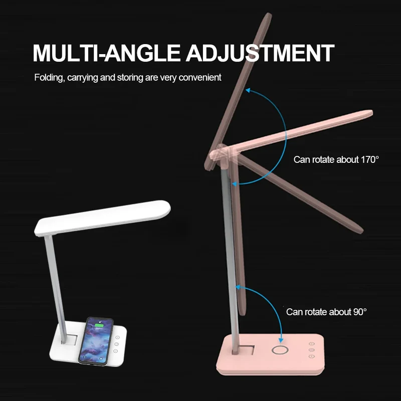 2021 New Style Hot Sell Foldable LED Light Touch Adjustment Bedside Light Suitable for All Smartphones Wireless Charge Lamp