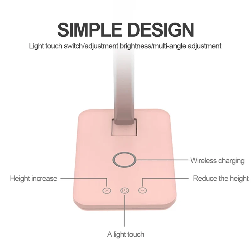 2021 New Style Hot Sell Foldable LED Light Touch Adjustment Bedside Light Suitable for All Smartphones Wireless Charge Lamp
