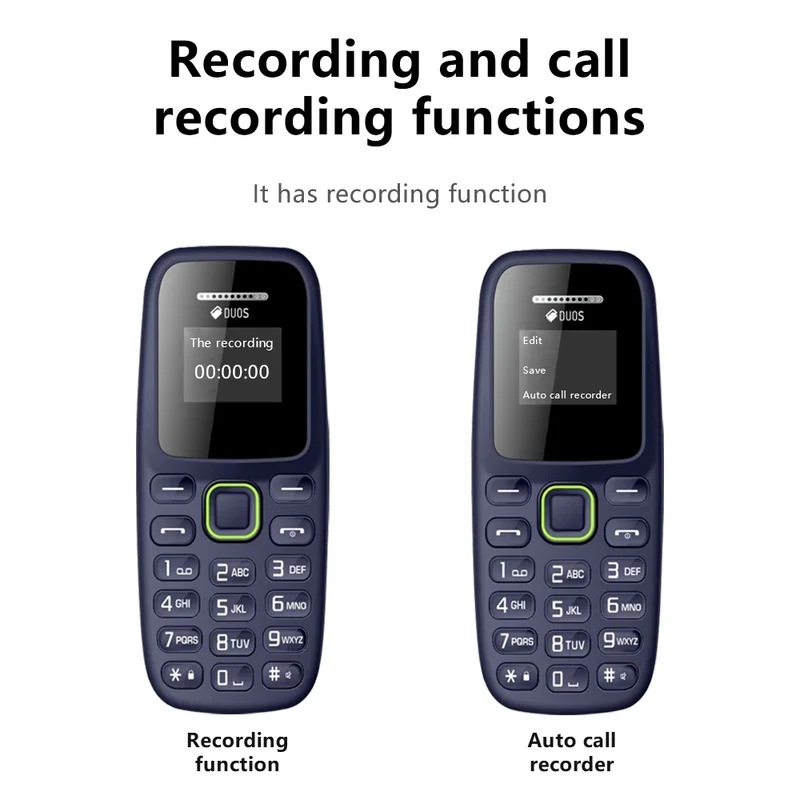 Button Mini Mobile Phone Bluetooth Earphone Dual SIM Cards Low Radiation Pocket Telephone Recording Alarm Backup Phone for Sport
