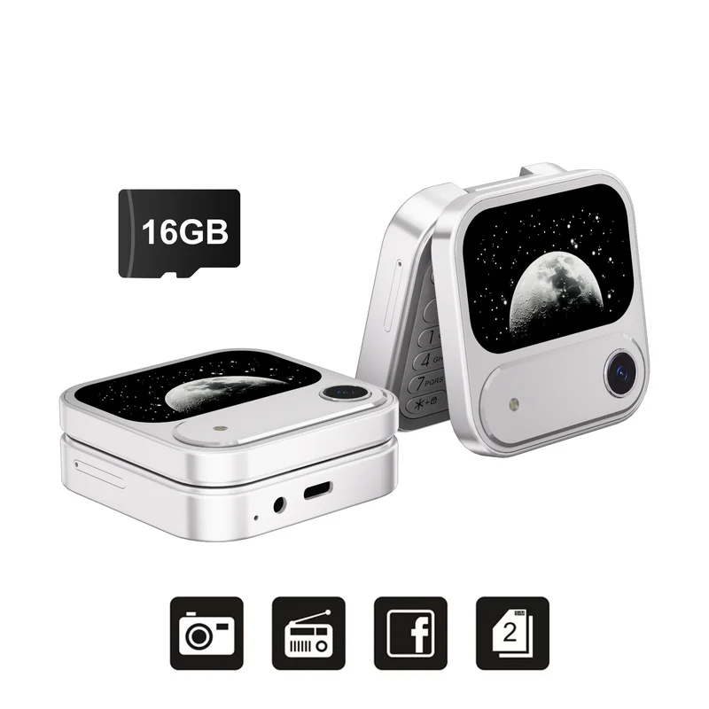 SERVO i17 AIR Mini Foldable Mobile Phone 2G GSM 1.77" Display Magic Voice Speed Dial FM Radio 2 SIM Card Small Square Cellphones