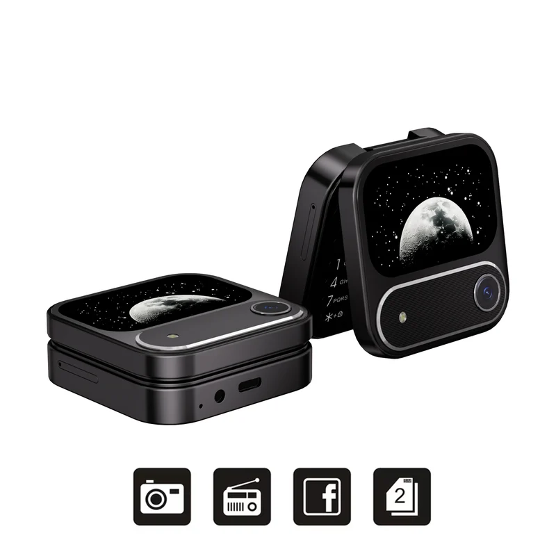 SERVO i17 AIR Mini Foldable Mobile Phone 2G GSM 1.77" Display Magic Voice Speed Dial FM Radio 2 SIM Card Small Square Cellphones