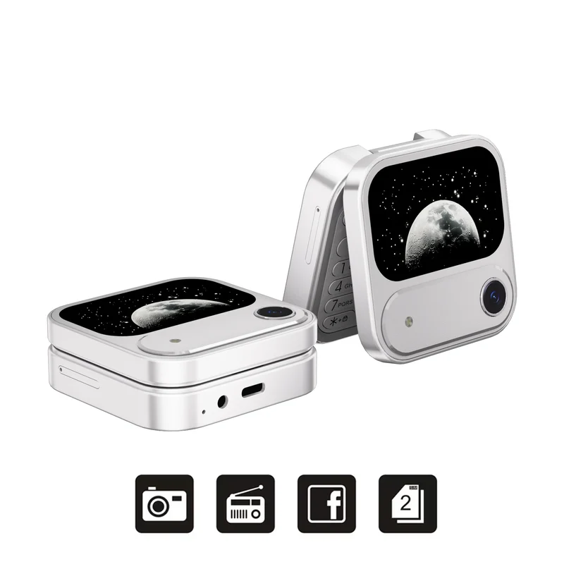 SERVO i17 AIR Mini Foldable Mobile Phone 2G GSM 1.77" Display Magic Voice Speed Dial FM Radio 2 SIM Card Small Square Cellphones