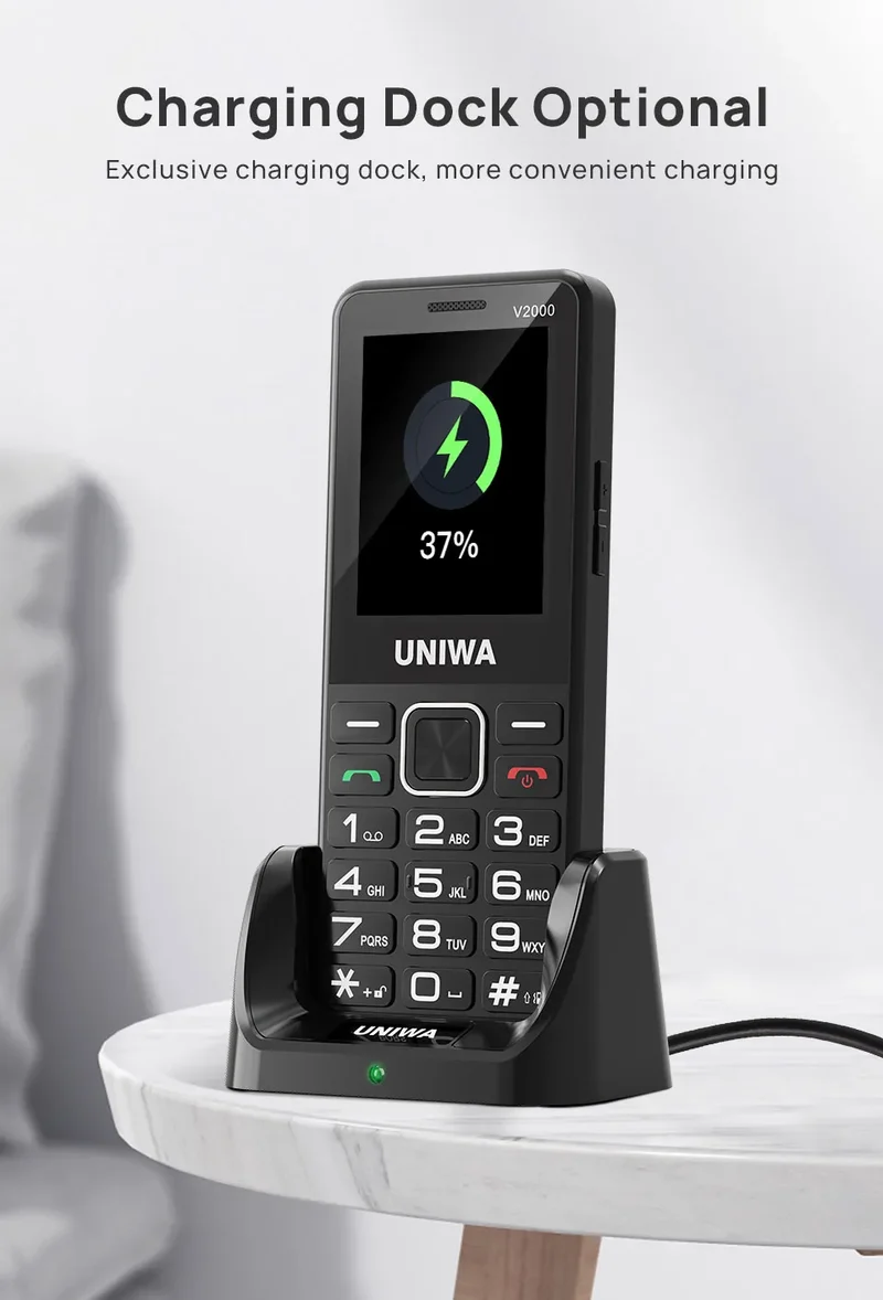 UNIWA V2000 Phone Big Push-Button Dual Screen 0.3MP Camera FM Radio Keyboard 1700mAh 4G Cellphone Support one click dialing
