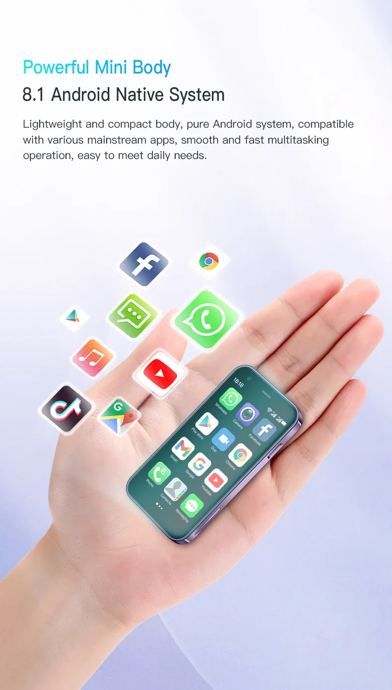 SERVO 15SE Mini Smartphone 3G WCDMA Android System WiFi Hotspot Play Store 3.0" Display Small Palm Smart Phones Dual SIM Standby