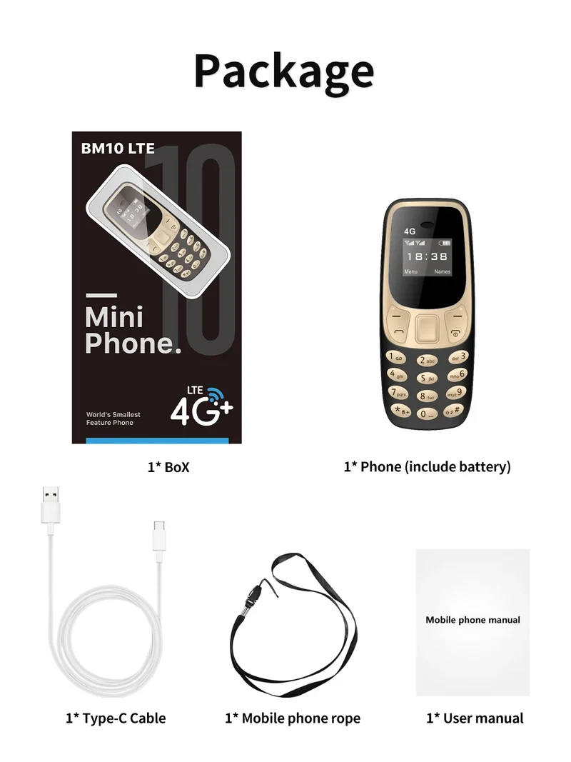 SERVO BM10 Mini Mobile Phone 2G GSM/4G LTE Speed Dial Call Recording MP3 Player Blacklist Dual SIM Standby Smallest Cellphones