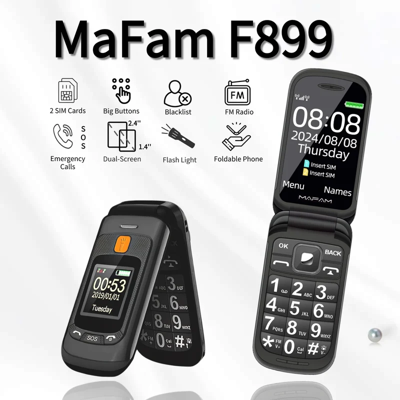 Mafam F899 Small Cover Folded Elderly Mobile Phone For Seniors Dual Display SOS Button Fast Quick Call Anti-Scratch Low Price