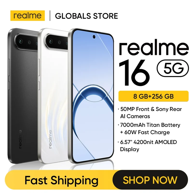 realme 16 5G – Écran AMOLED 120Hz, Double 50MP, Batterie 7000mAh, IP69 Pro