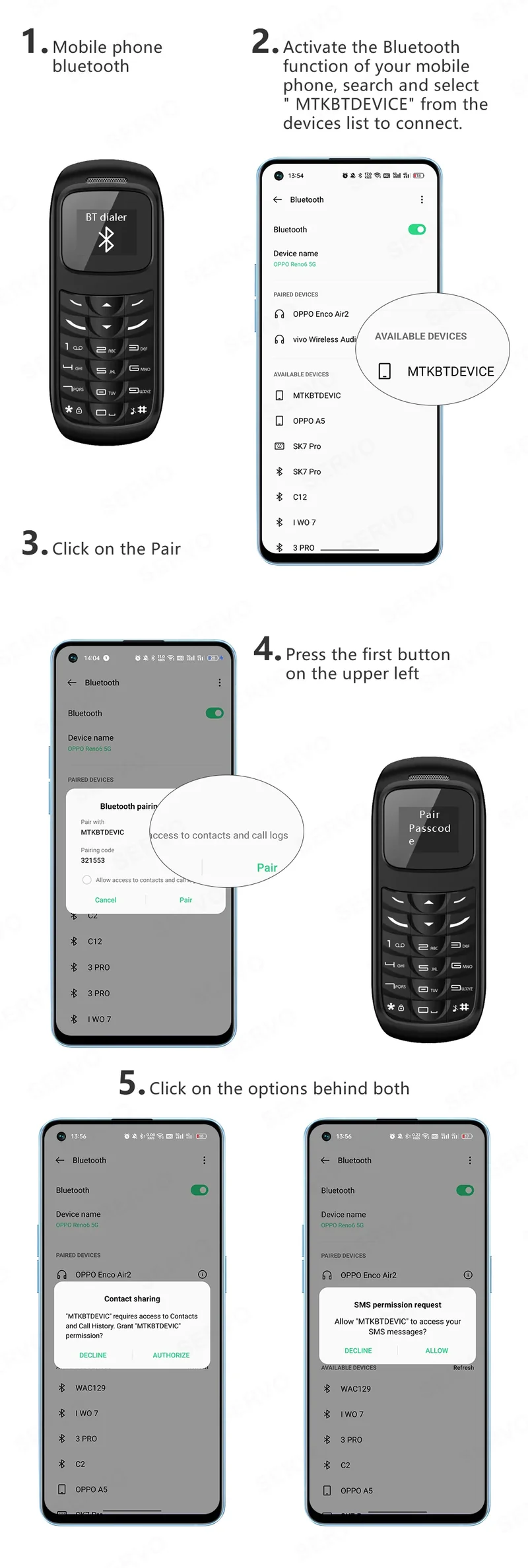 SERVO BM70 Mini Mobile Phone 2SIM Standby Bluetooth Dialer Call Recording Magic Voice MP3 Player Blacklist Small Cheap Cellphone