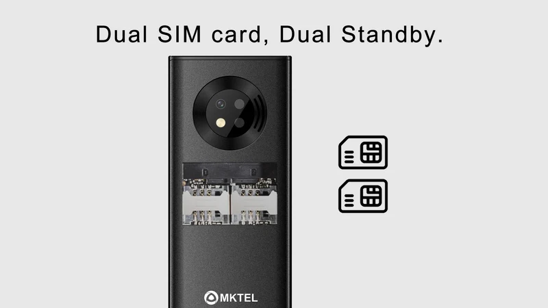 MKTEL Feature Phone Senior Mobile Phone Dual SIM Dual Standby 1.77" Display GSM MP3 MP4 FM Radio Strong Torch Loud Speaker