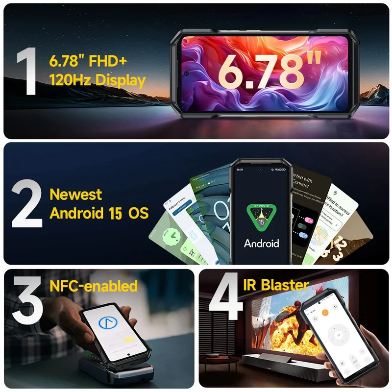 Ulefone Armor 27 Pro 5G Rugged Phone 10600mAh Smartphone 50MP Camera 64MP Night Android 15 Up to 24GB+256GB NFC Waterproof Phone