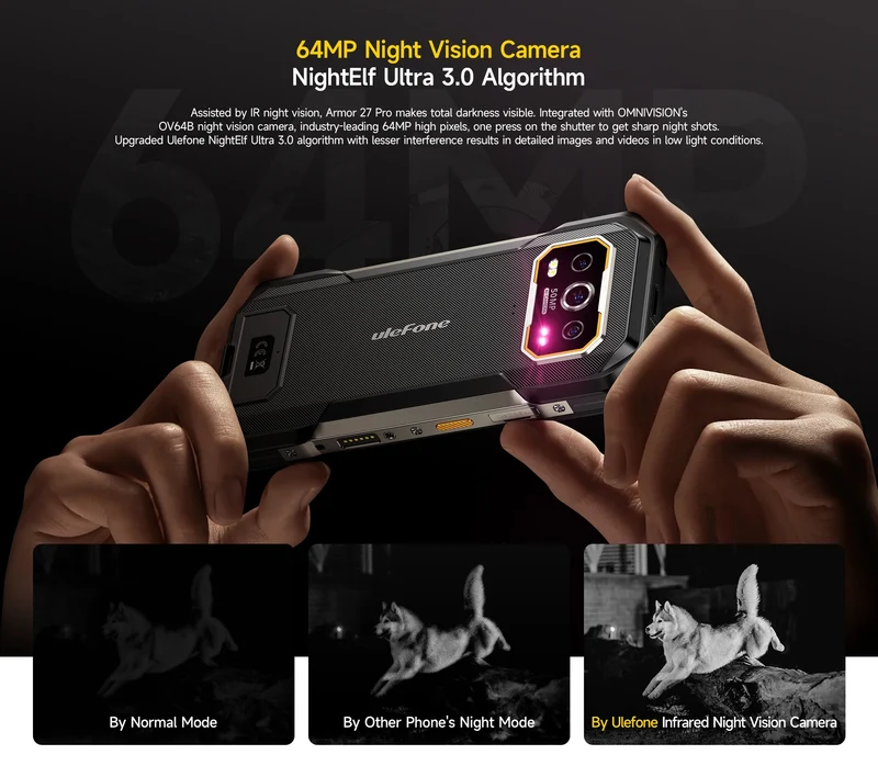 Ulefone Armor 27 Pro 5G Rugged Phone 10600mAh Smartphone 50MP Camera 64MP Night Android 15 Up to 24GB+256GB NFC Waterproof Phone