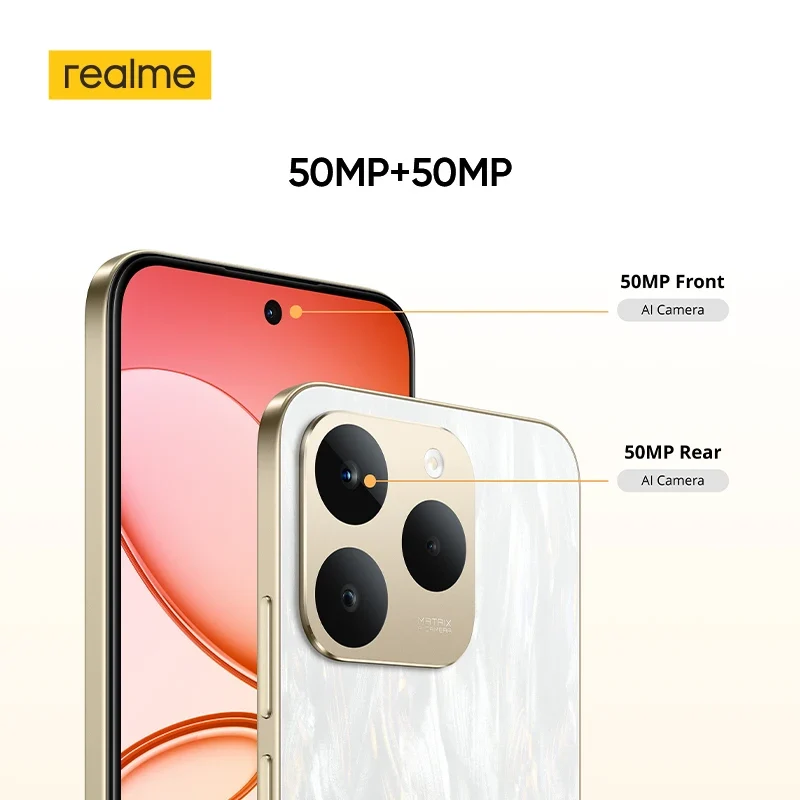 realme 15T 5G Smartphone NFC Dimensity 6400 Max Chipset Dual 50MP Cameras 6.57" 120Hz AMOLED Display 7000mAh Battery 60W Charge