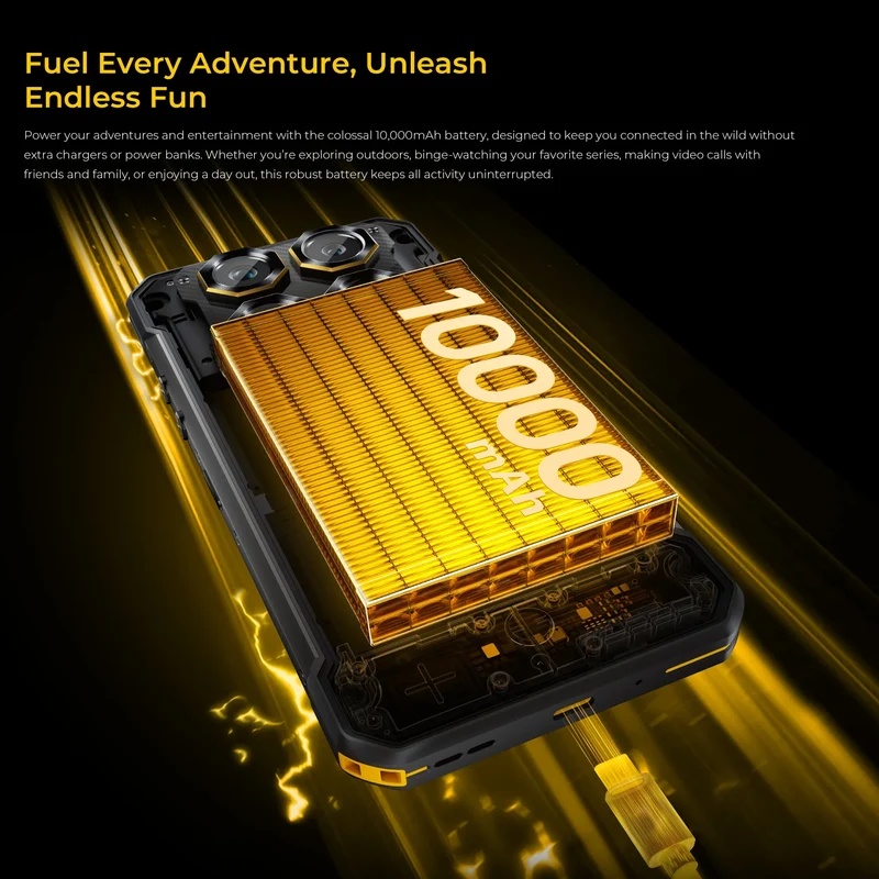 OUKITEL WP60 10000mAh Rugged Phone 7.2” HD+ Display 48GB(16+32) +512GB MTK 7025 Smartphone Android 15, 108MP Camera, NFC, 120Hz