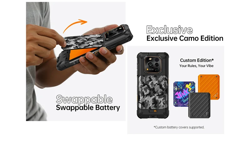 RugOne Xever 7 5G Rugged Phone Android 15 Smartphone 512GB ROM 12+12GB RAM 6.67" 120Hz AMOLED NFC 5500mAh Swappable Battery