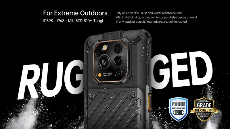 RugOne Xever 7 5G Rugged Phone Android 15 Smartphone 512GB ROM 12+12GB RAM 6.67" 120Hz AMOLED NFC 5500mAh Swappable Battery