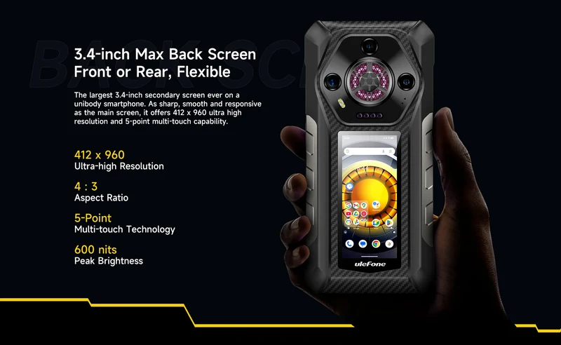 Ulefone Armor 30 Pro 5G Rugged Phone Android 14 Smartphone 6.95" 120Hz 32GB+512GB 12800mAh Night Camera 64MP NFC