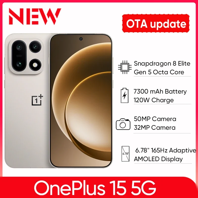 [New Launch] Oneplus 15 5G NFC 6.78"165Hz AMOLED Display 7300mAh Battery 120W SUPERVOOC 50MP Camera Snapdragon 8 Elite Gen 5