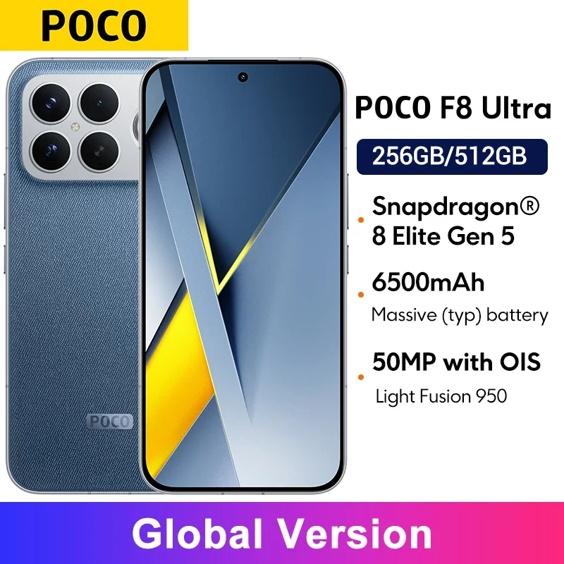 POCO F8 Ultra 5G – Snapdragon 8 Elite, Écran 6.9" 120Hz, Caméra 50MP, Batterie 6500mAh