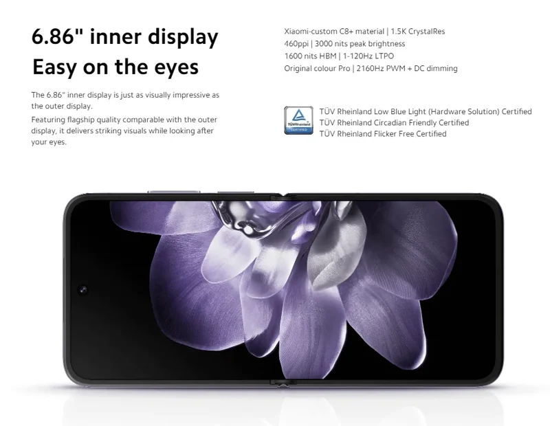 Global Version Xiaomi MIX Flip 67WHyperCharger 6.86" 12GB 512GB Leica 50MP Camera 120Hz Display Snapdragon 8 Gen 3 Smartphone