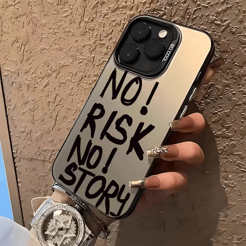 NO! RISK NO! STORY pattern phone case suitable for iPhone 17 16 15 14 13 12 11 Pro/Max/Plus anti drop and shockproof back cover