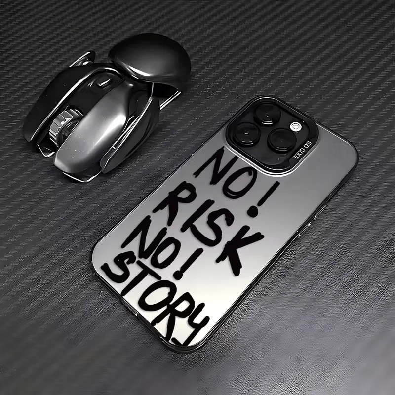 NO! RISK NO! STORY pattern phone case suitable for iPhone 17 16 15 14 13 12 11 Pro/Max/Plus anti drop and shockproof back cover