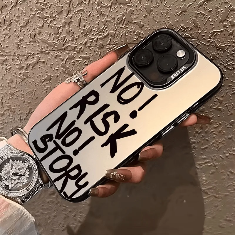 NO! RISK NO! STORY pattern phone case suitable for iPhone 17 16 15 14 13 12 11 Pro/Max/Plus anti drop and shockproof back cover